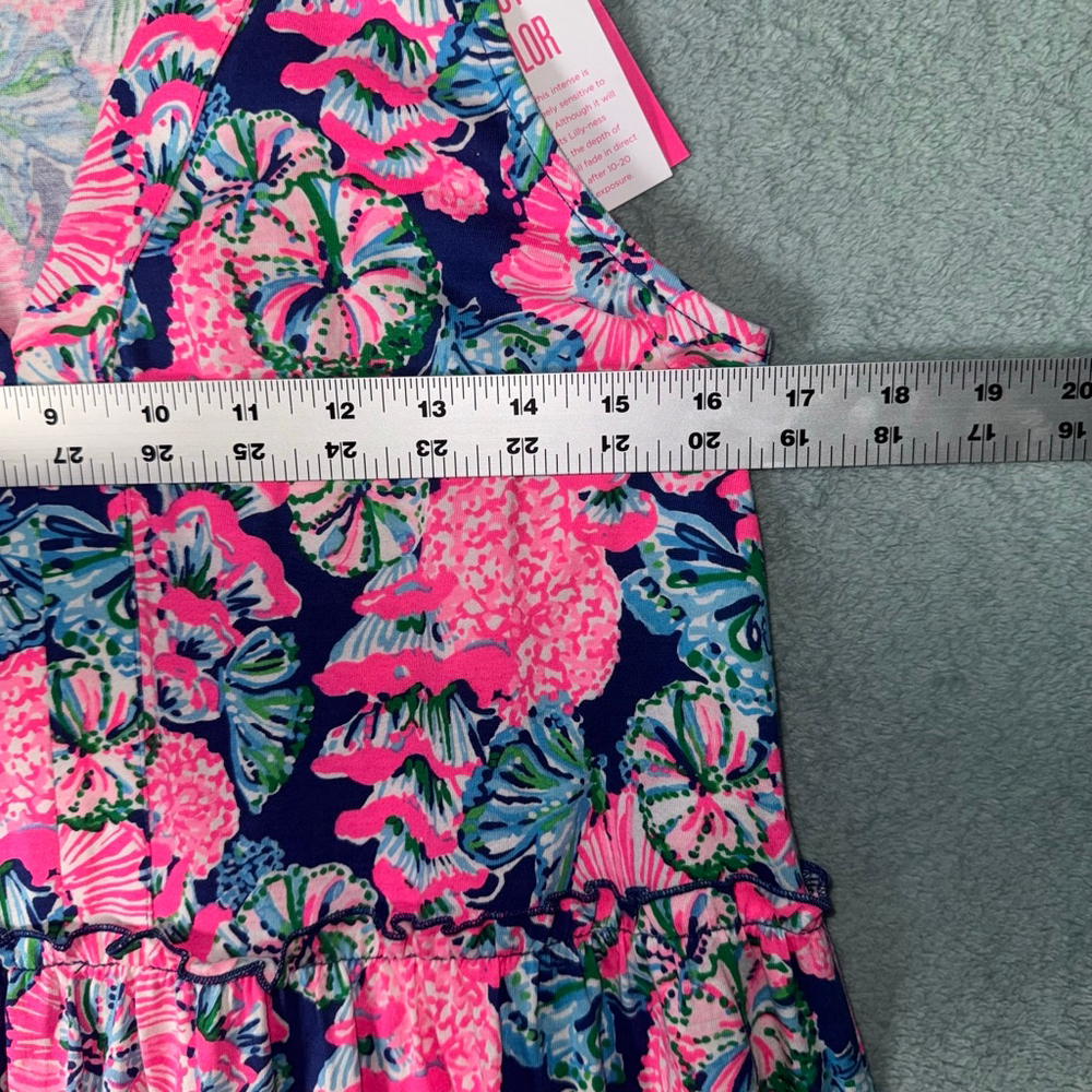 Lilly Pulitzer Lorina V-Neck Dress Oyster Bay Navy Shroom with View Sz Small NWT - Picture 12 of 12